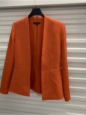 Preston & York Orange Collarless Open-Front Blazer